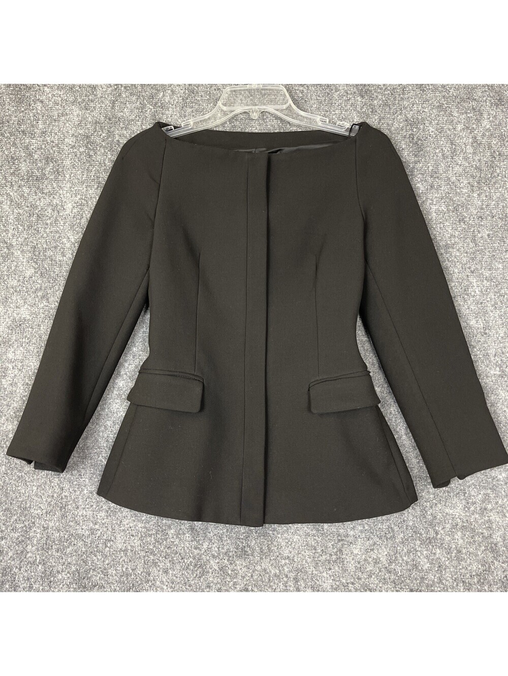 Zara Basics Off The Shoulder Boat Neck Mcm Black Blazer Zipper XS